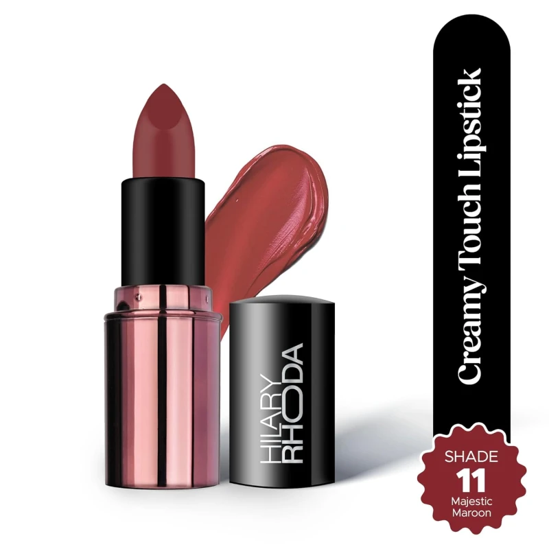 Hilary Rhoda Creamy Touch Lipstick | Infused with Olive Oil, Shea Butter & Vitamin E | Highly Pigmented & Creamy Texture | Long Lasting & Keeps Lips Moisturising - 4g (Majestic Marron - Shade 11) thumbnail 2